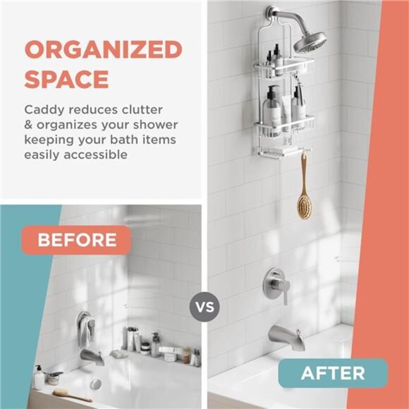 Home Rustproof Shower Caddy Hanging Bathroom Organizer, Aluminum Shower - Picture 6 of 7